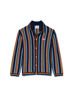 Crochet Long Sleeve Stripe Shirt