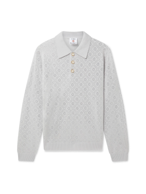 Crystal Monogram Knit Polo Shirt
