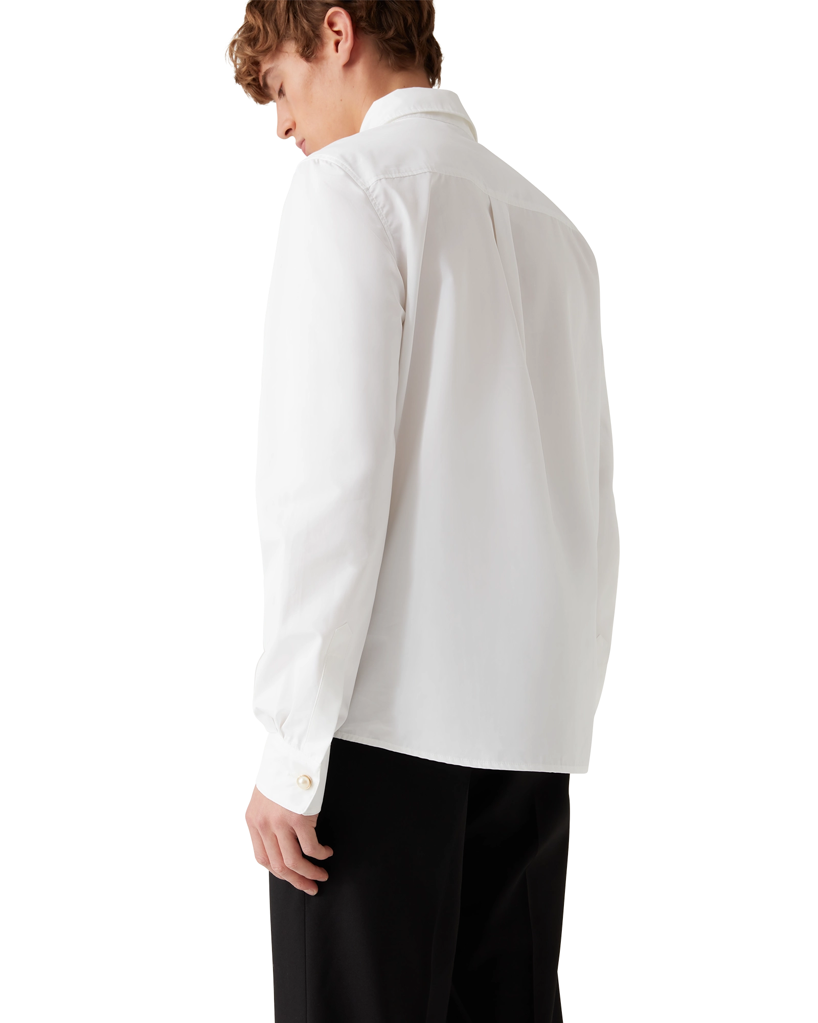 Pearl Diamond Long Sleeve Patch Cotton Shirt - 图片 4