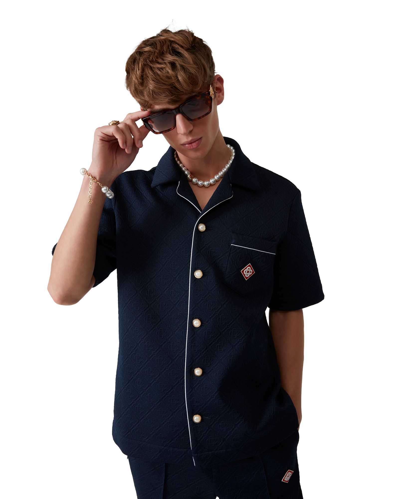 Jacquard Monogram Short Sleeve Shirt - 图片 5