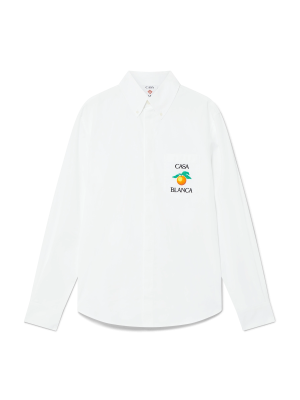 Embroidered Orange Oxford Shirt