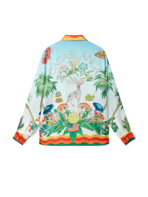 Palm Springs Tennis Club Cuban Collar Long Sleeve Silk Shirt