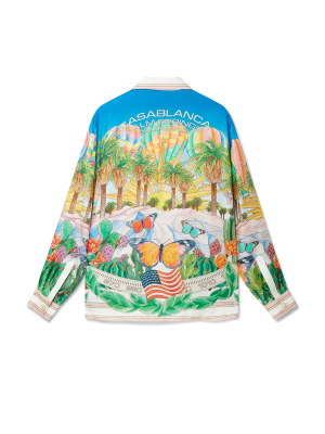 Psychadelic Cuban Collar Long Sleeve Silk Shirt