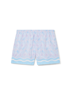 Blue Ping Pong Monogram Swim Trunks