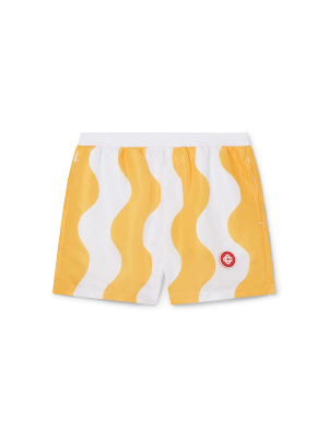 Yellow Memphis Wave Swim Trunks