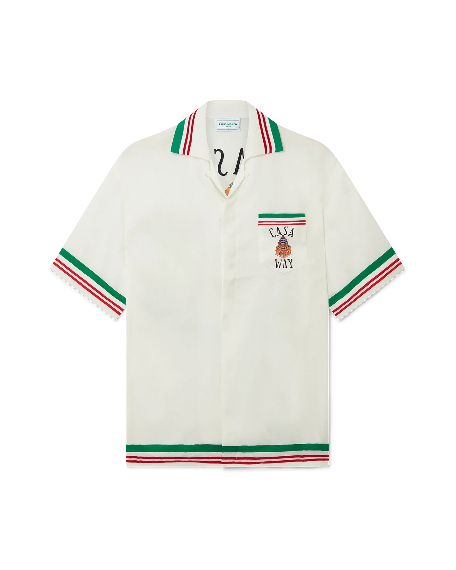 Casa Way Knitted Collar Short Sleeve Silk Shirt - 图片 4