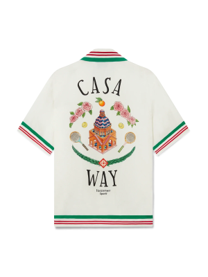 Casa Way Knitted Collar Short Sleeve Silk Shirt
