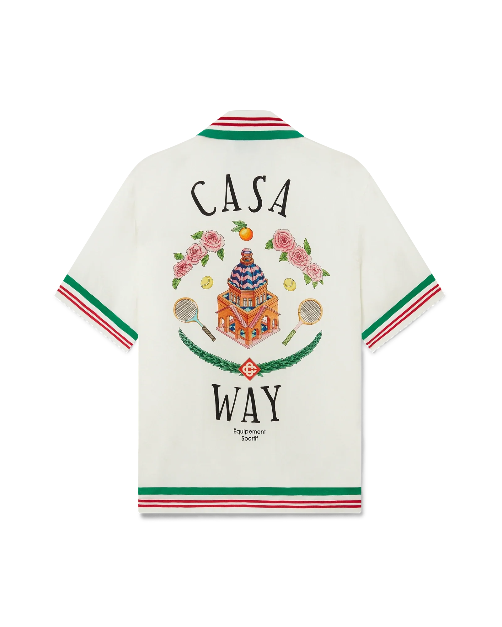 Casa Way Knitted Collar Short Sleeve Silk Shirt