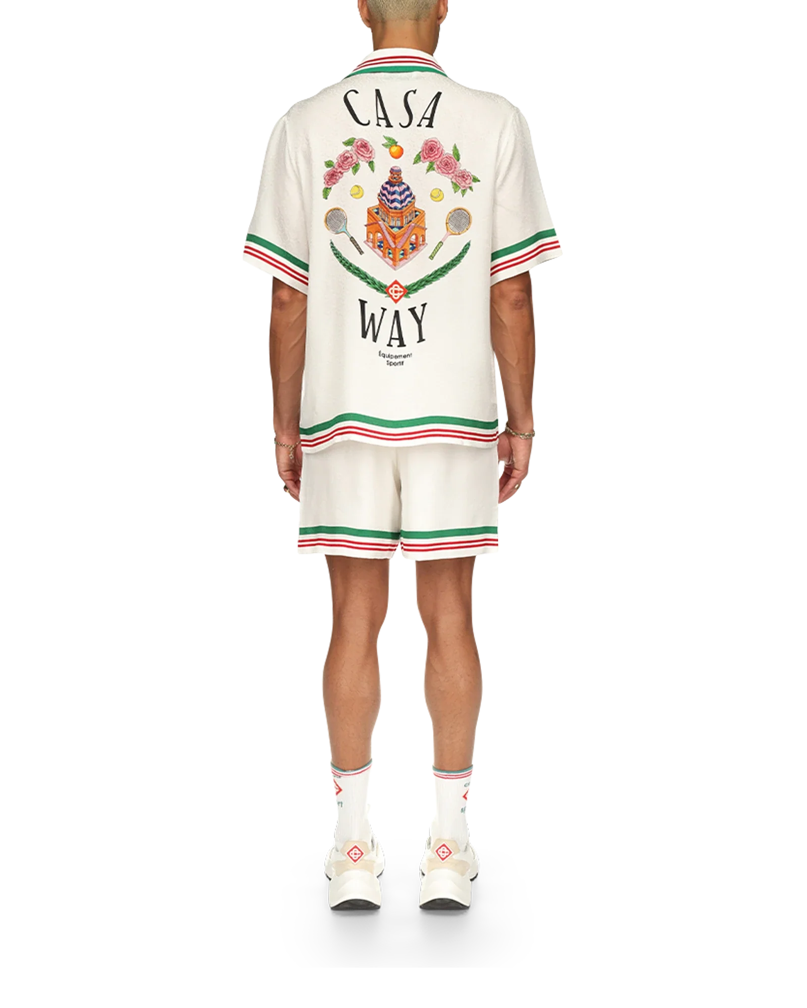 Casa Way Knitted Collar Short Sleeve Silk Shirt - 图片 2