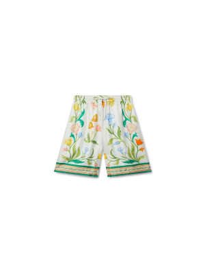 L'Arche Fleurie Silk Shorts