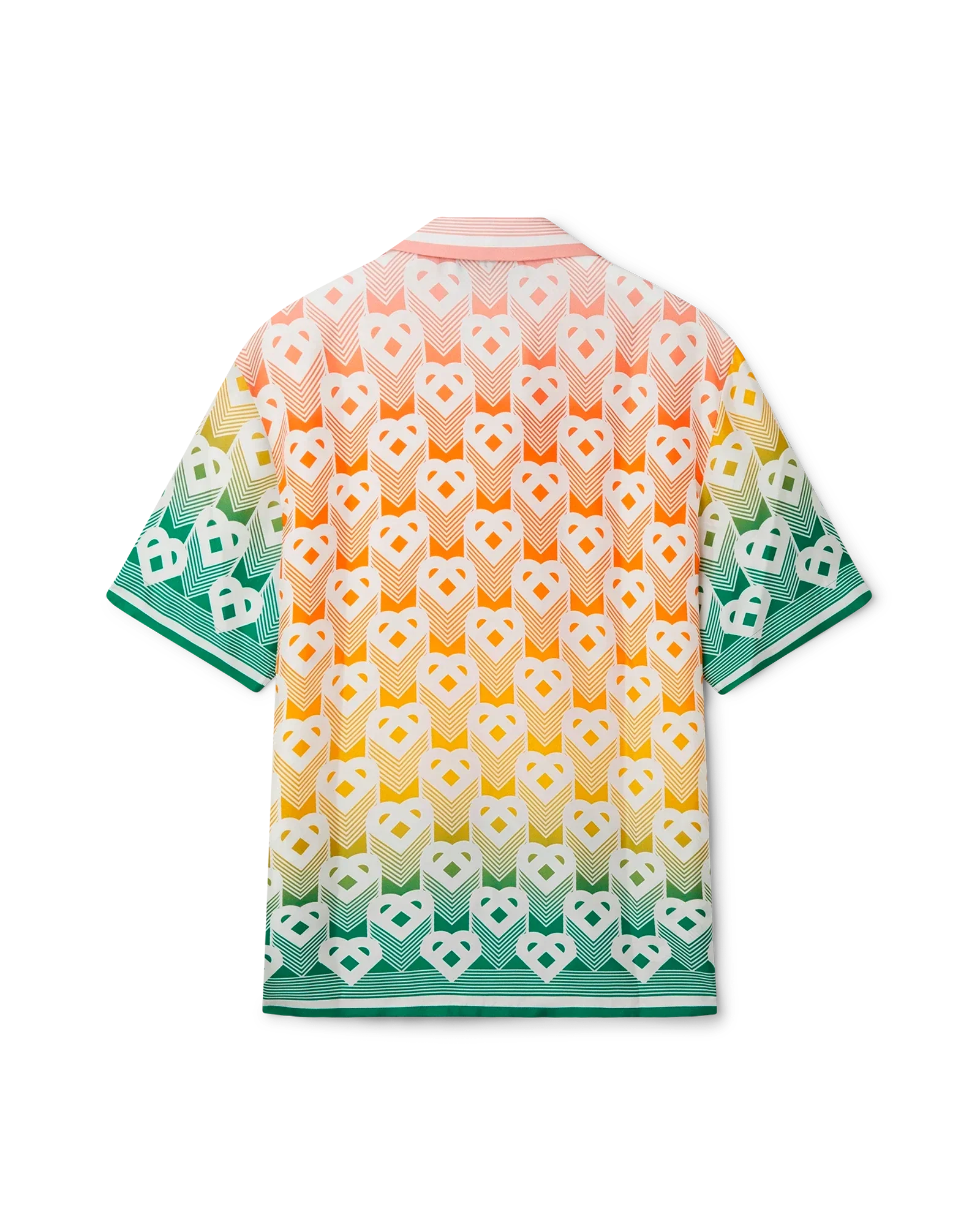 Gradient Heart Monogram Short Sleeve Silk Shirt - 图片 6