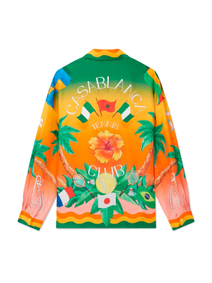 Tennis Club En Fleur Long Sleeve Silk Shirt