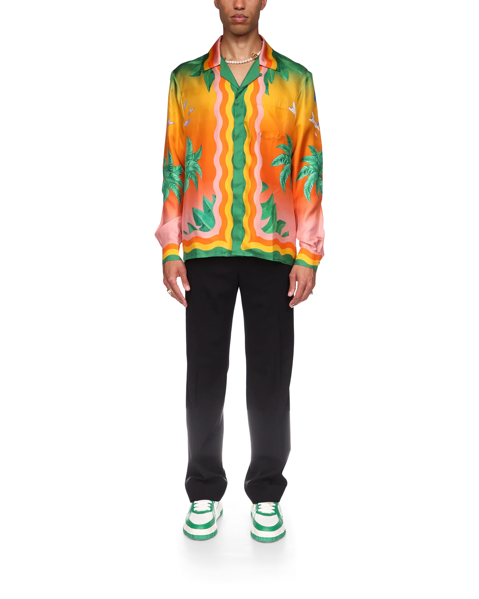 Tennis Club En Fleur Long Sleeve Silk Shirt - 图片 4