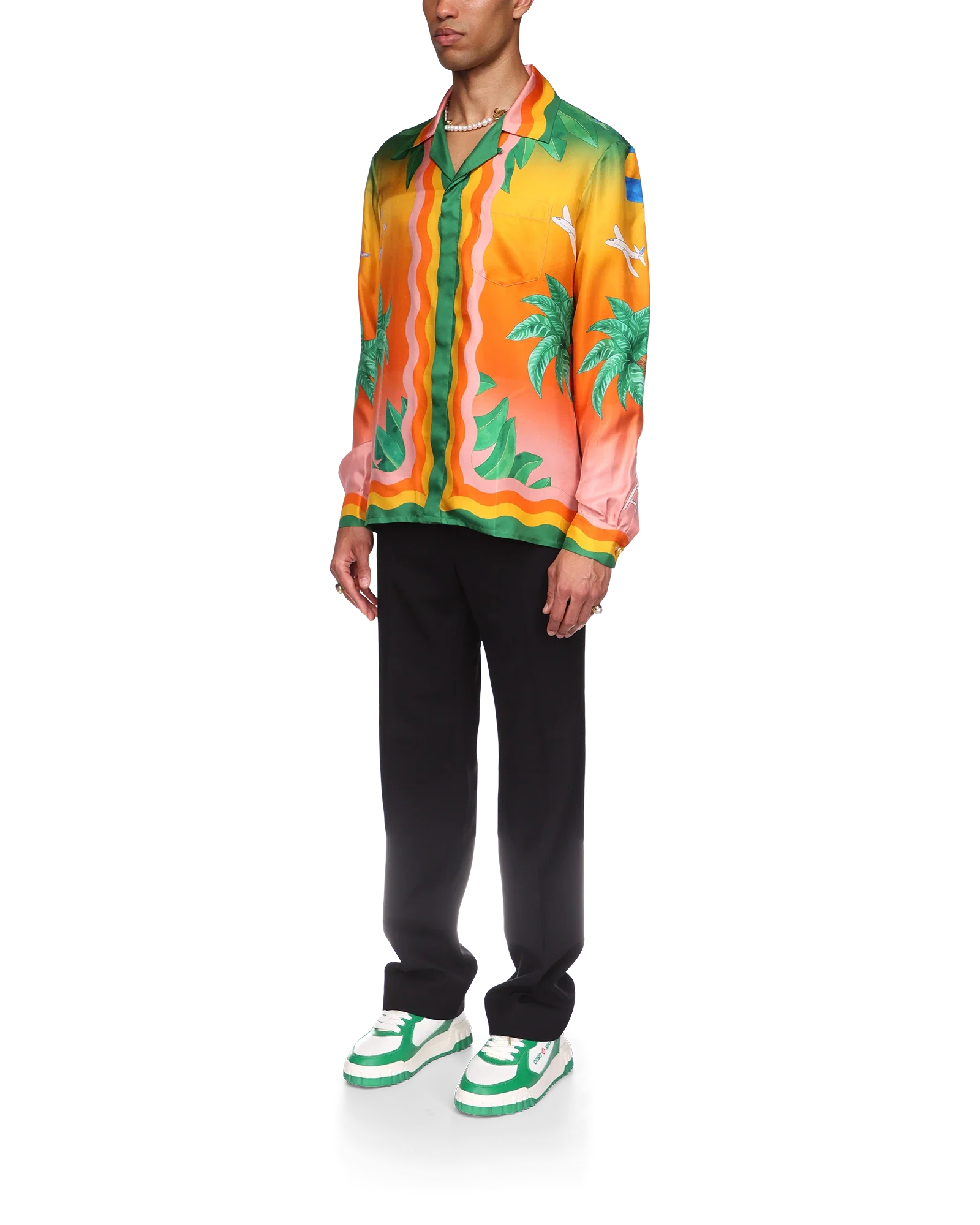 Tennis Club En Fleur Long Sleeve Silk Shirt - 图片 5