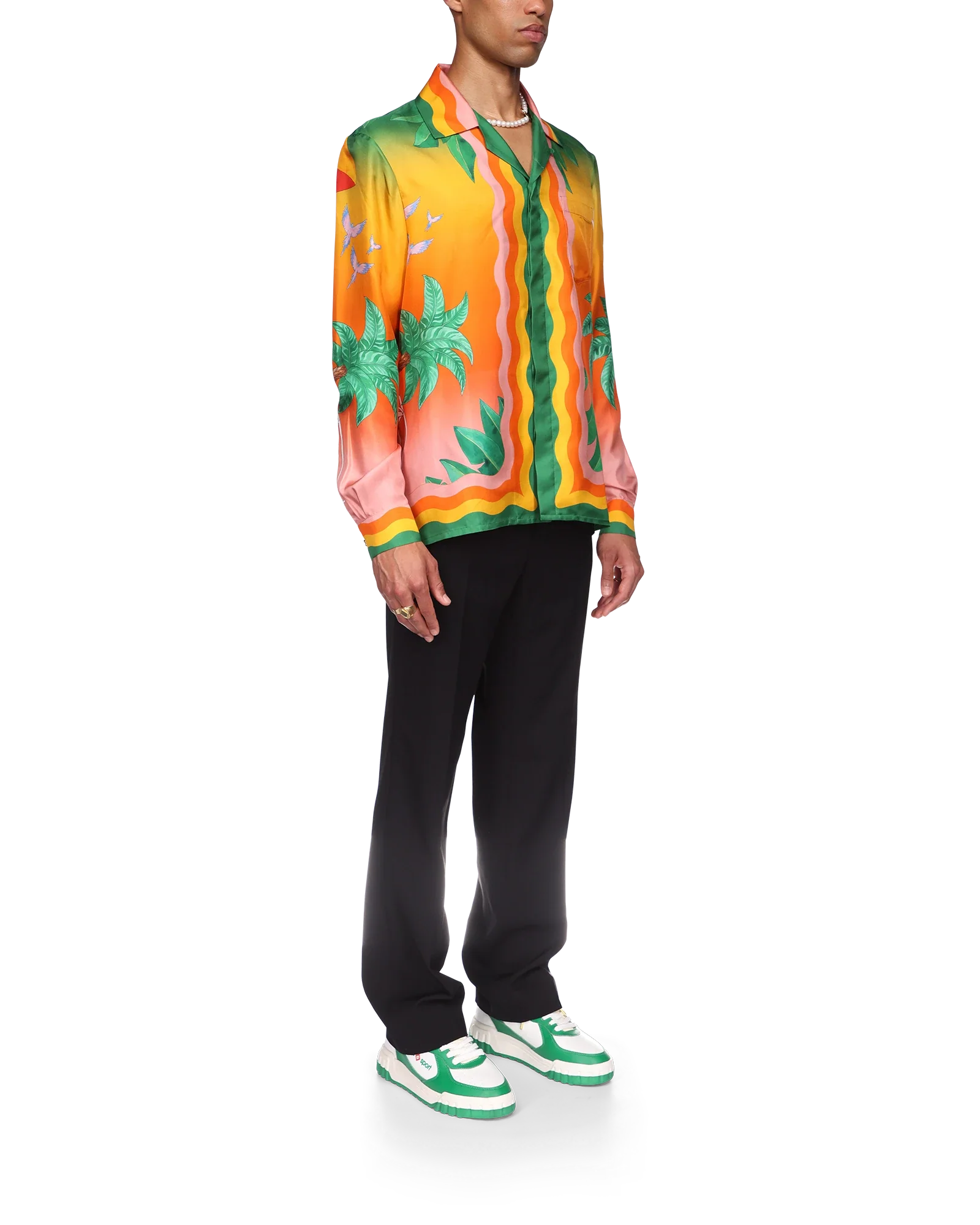 Tennis Club En Fleur Long Sleeve Silk Shirt - 图片 3