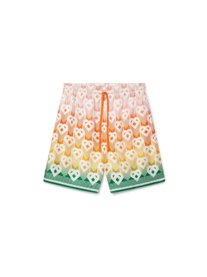 Gradient Heart Monogram Silk Shorts