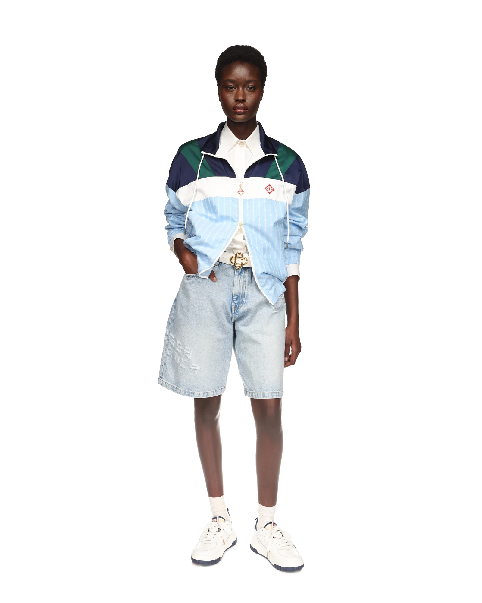 Pinstripe Nylon Track Jacket - 图片 2