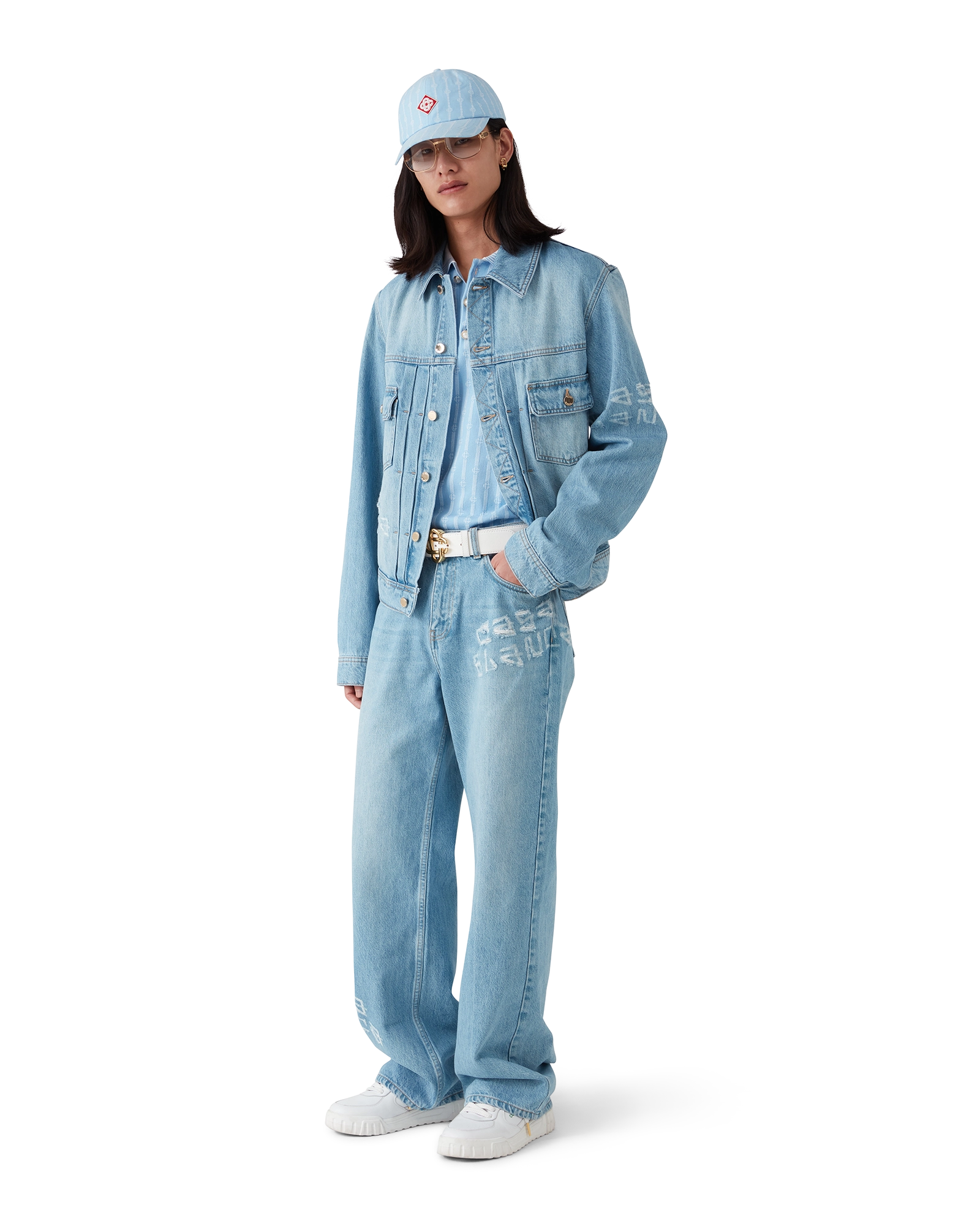 Graffiti Distressed Denim Jacket - 图片 2