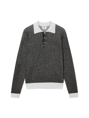 Boucle Stripe Long Sleeve Polo Shirt