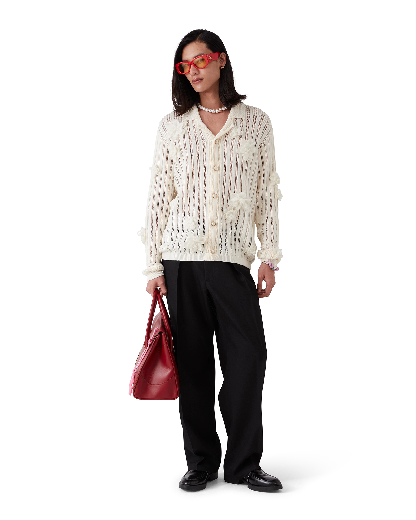 Flower Lace Knit Shirt - 图片 2