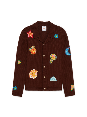 Motif Long Sleeve Crochet Shirt