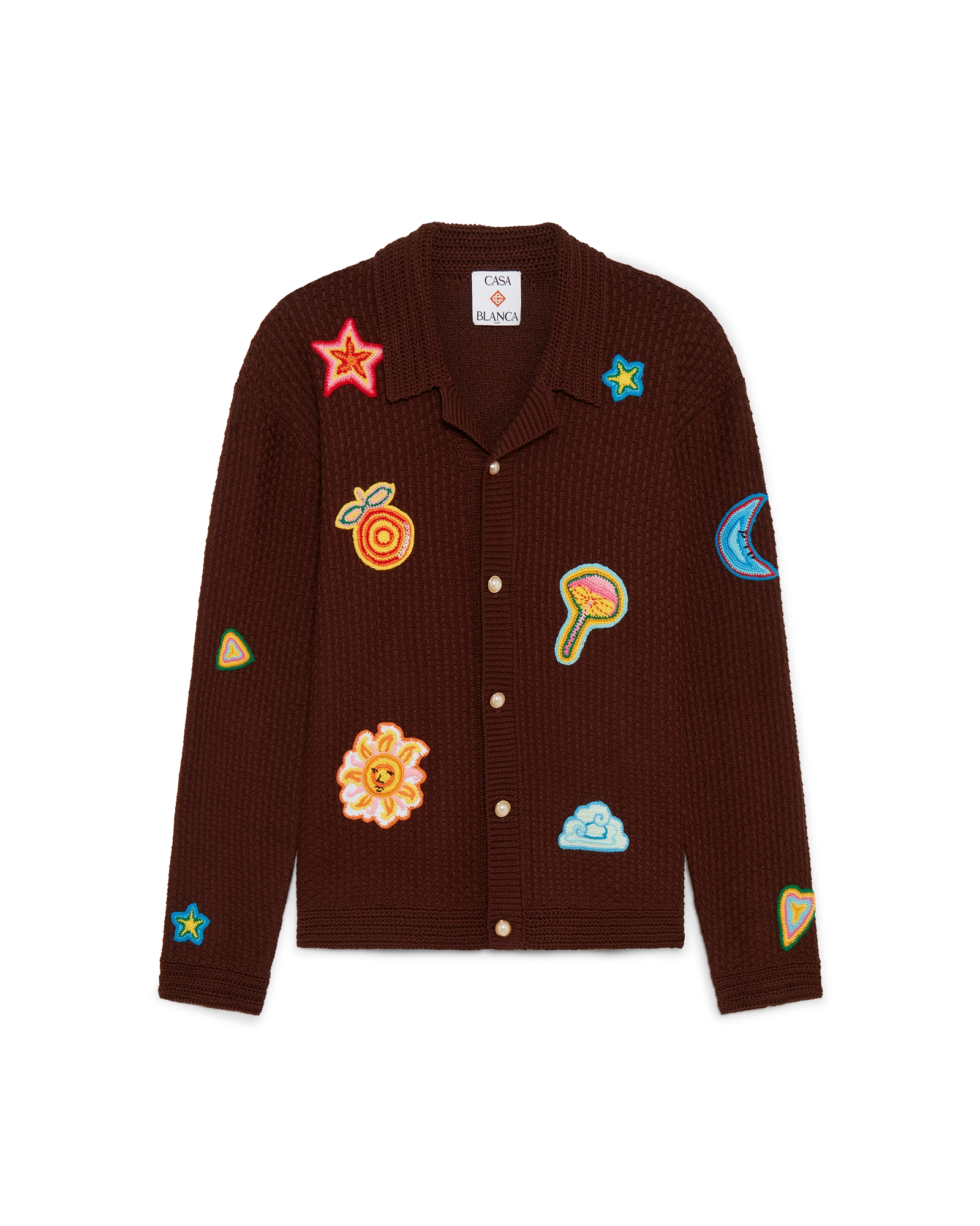 Motif Long Sleeve Crochet Shirt