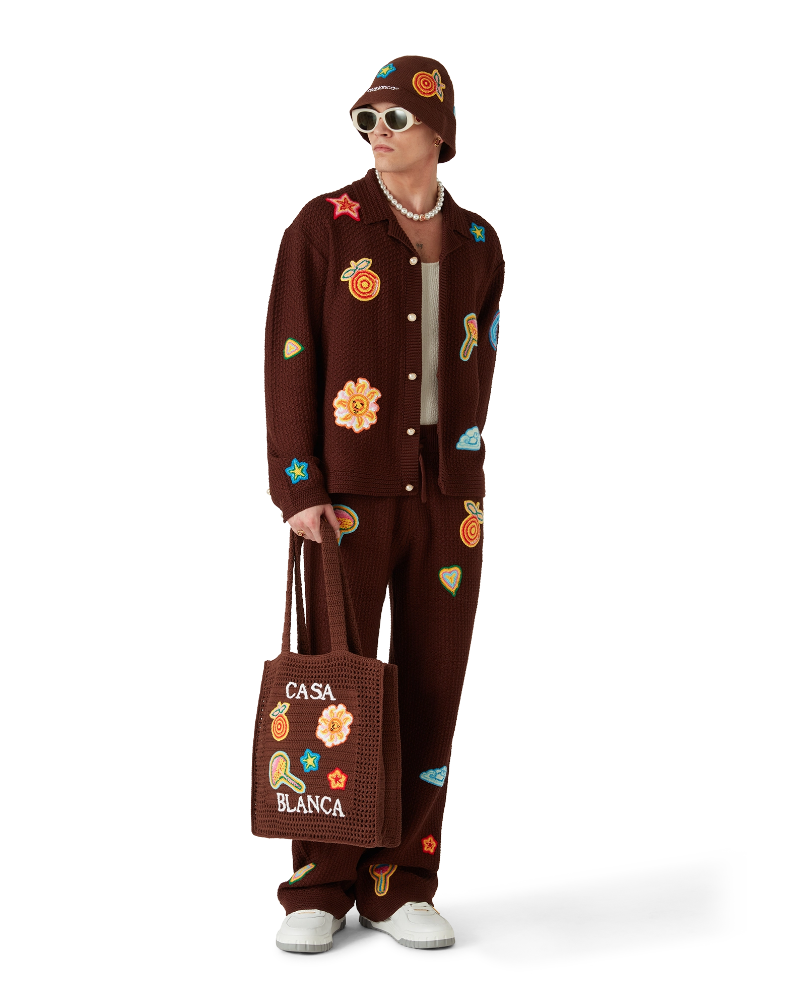 Motif Long Sleeve Crochet Shirt - 图片 2