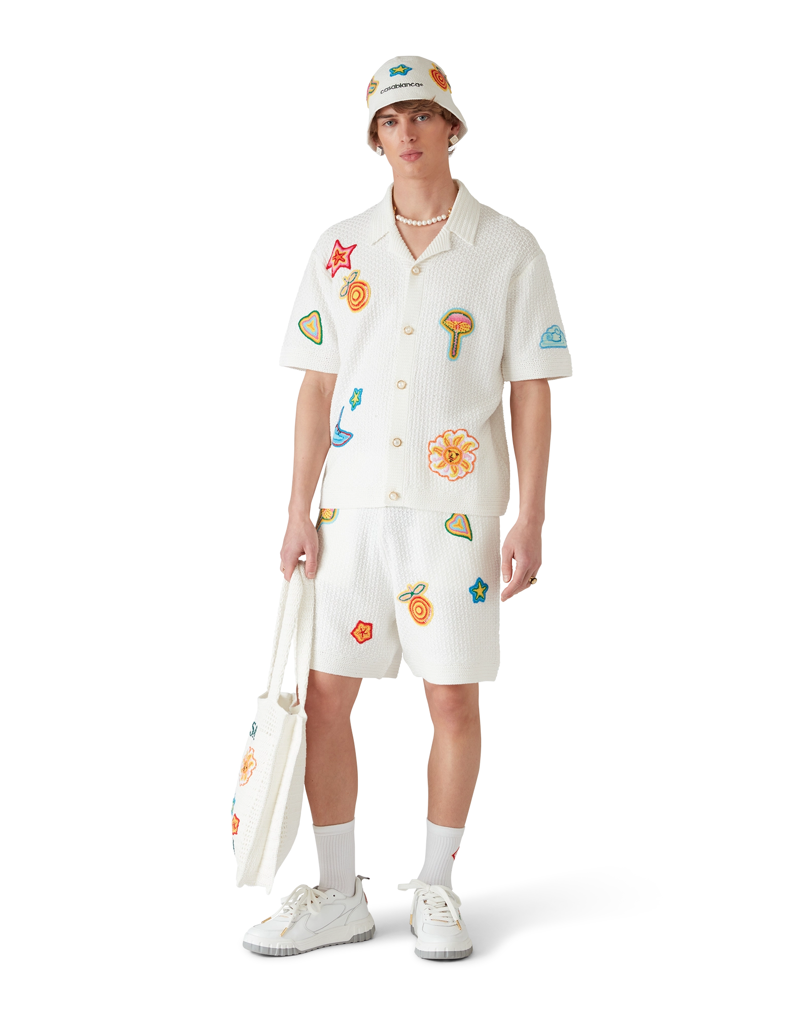 Motif Short Sleeve Crochet Shirt - 图片 2