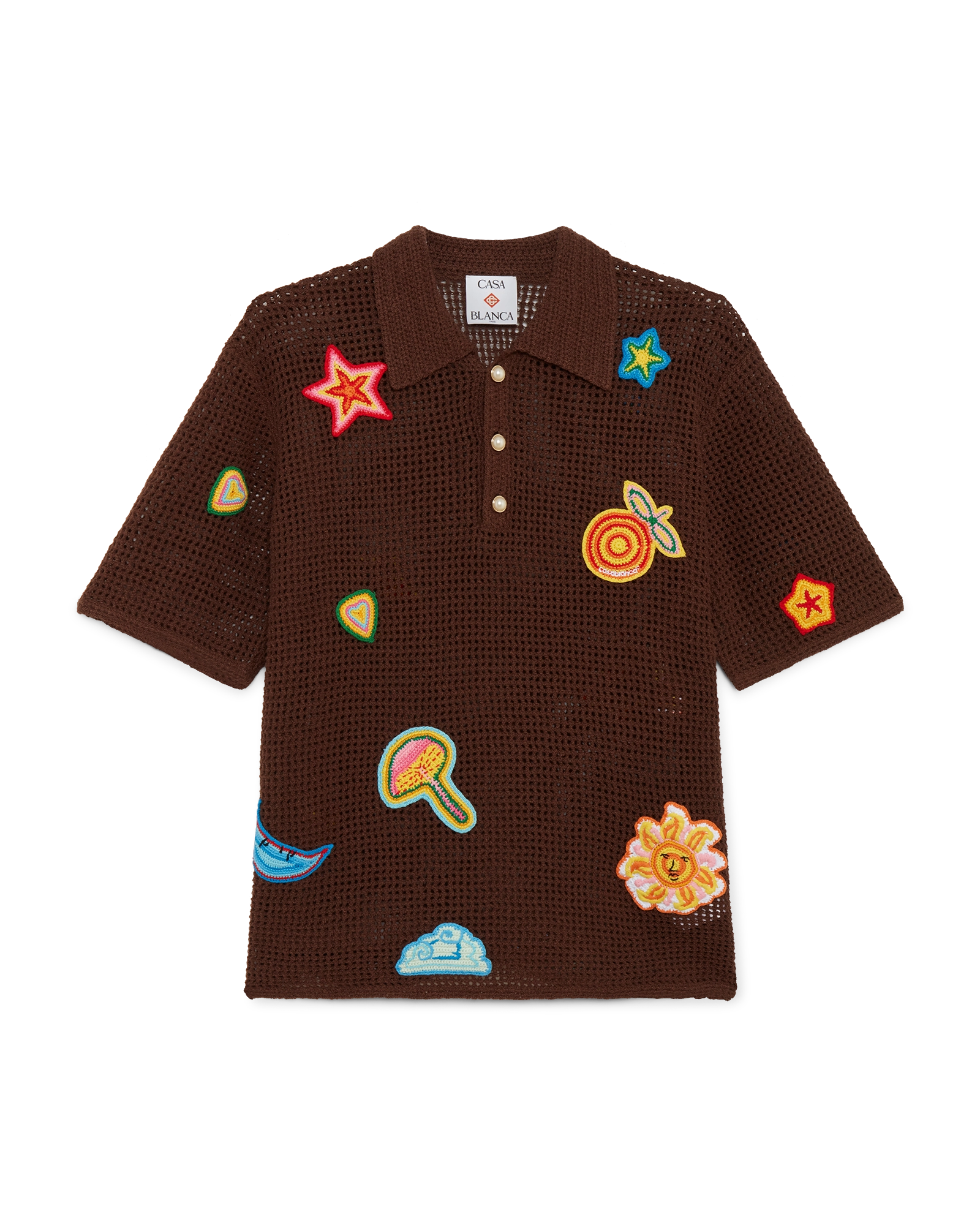 Motif Crochet Polo Shirt