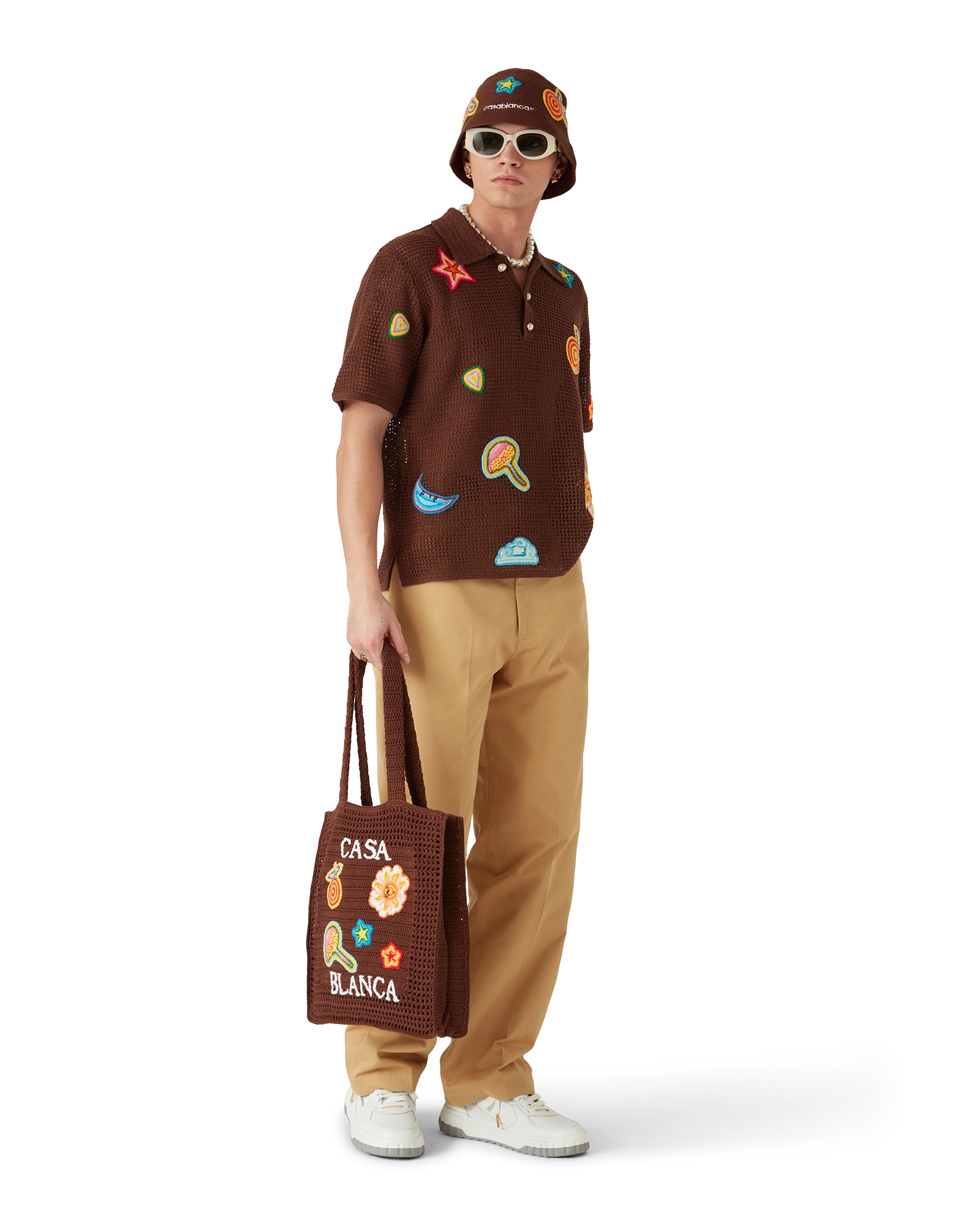 Motif Crochet Polo Shirt - 图片 2