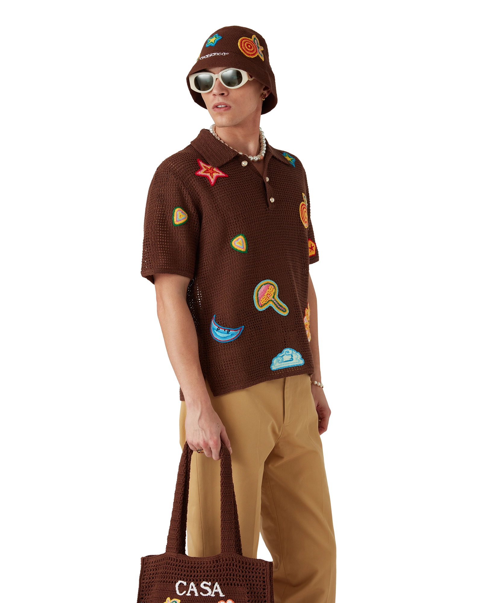 Motif Crochet Polo Shirt - 图片 4