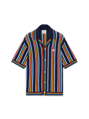 Crochet Short Sleeve Stripe Shirt