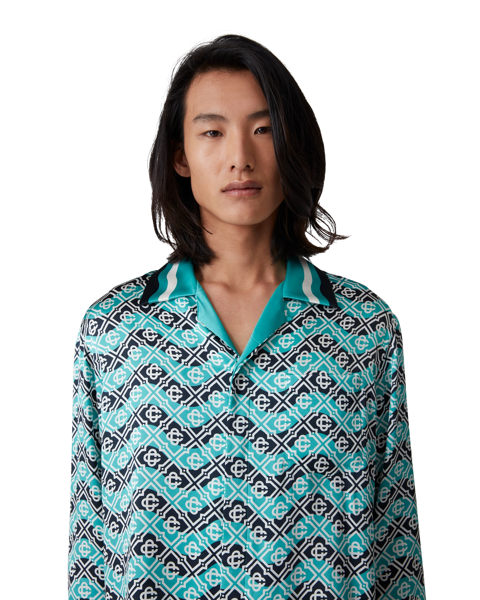 Monogram Wave Long Sleeve Silk Shirt - 图片 5