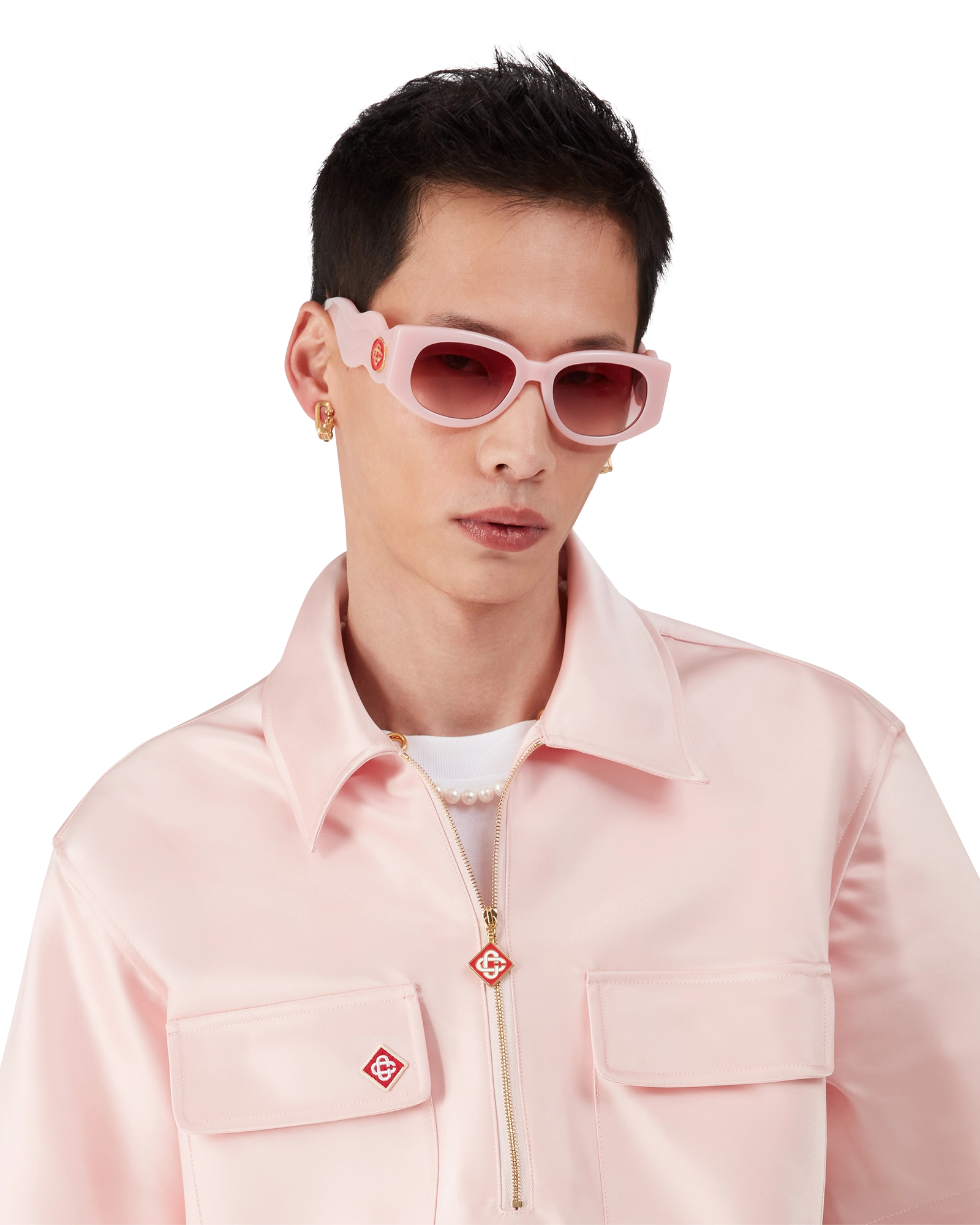 Satin Quarter Short Sleeve Zip Shirt - 图片 4