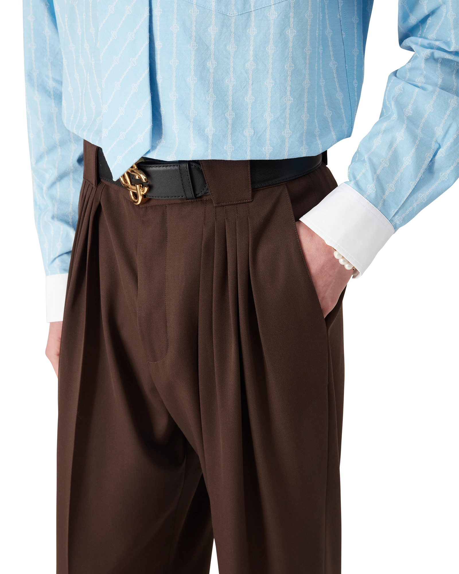 Wool Five Pleat Trousers - 图片 5