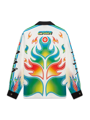 Flame Laurel  Long Sleeve Silk Twill Shirt