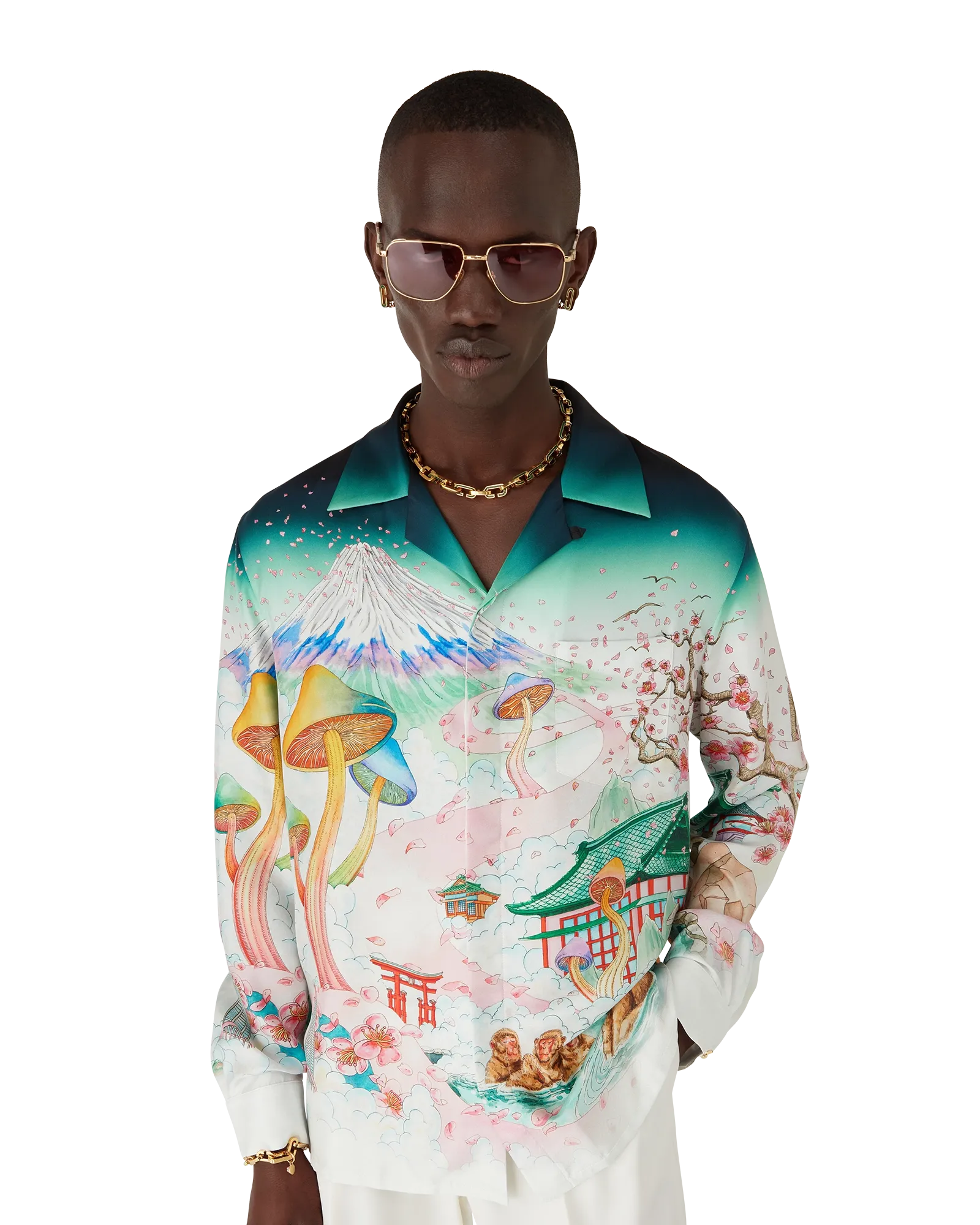 Flowers Long Sleeve Silk Twill Shirt - 图片 2