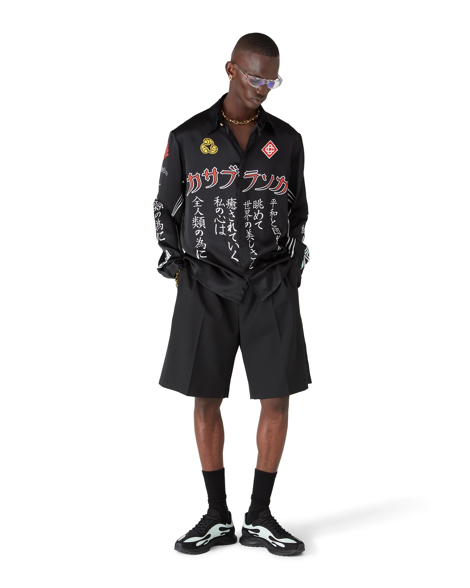 Emblem Long Sleeve Silk Satin Shirt - 图片 5