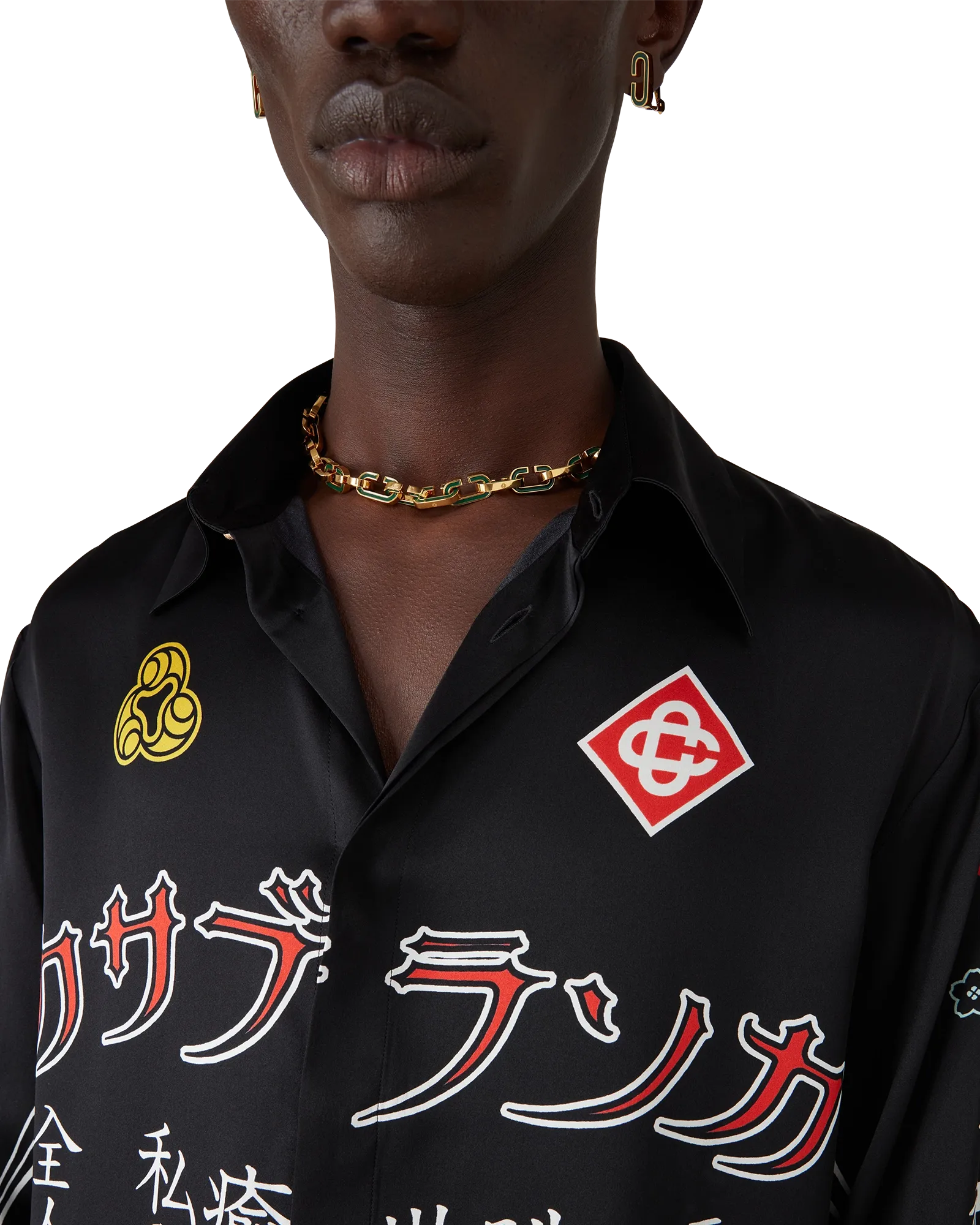 Emblem Long Sleeve Silk Satin Shirt - 图片 4