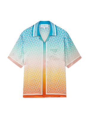 Gradient Monogram Short Sleeve Silk Shirt