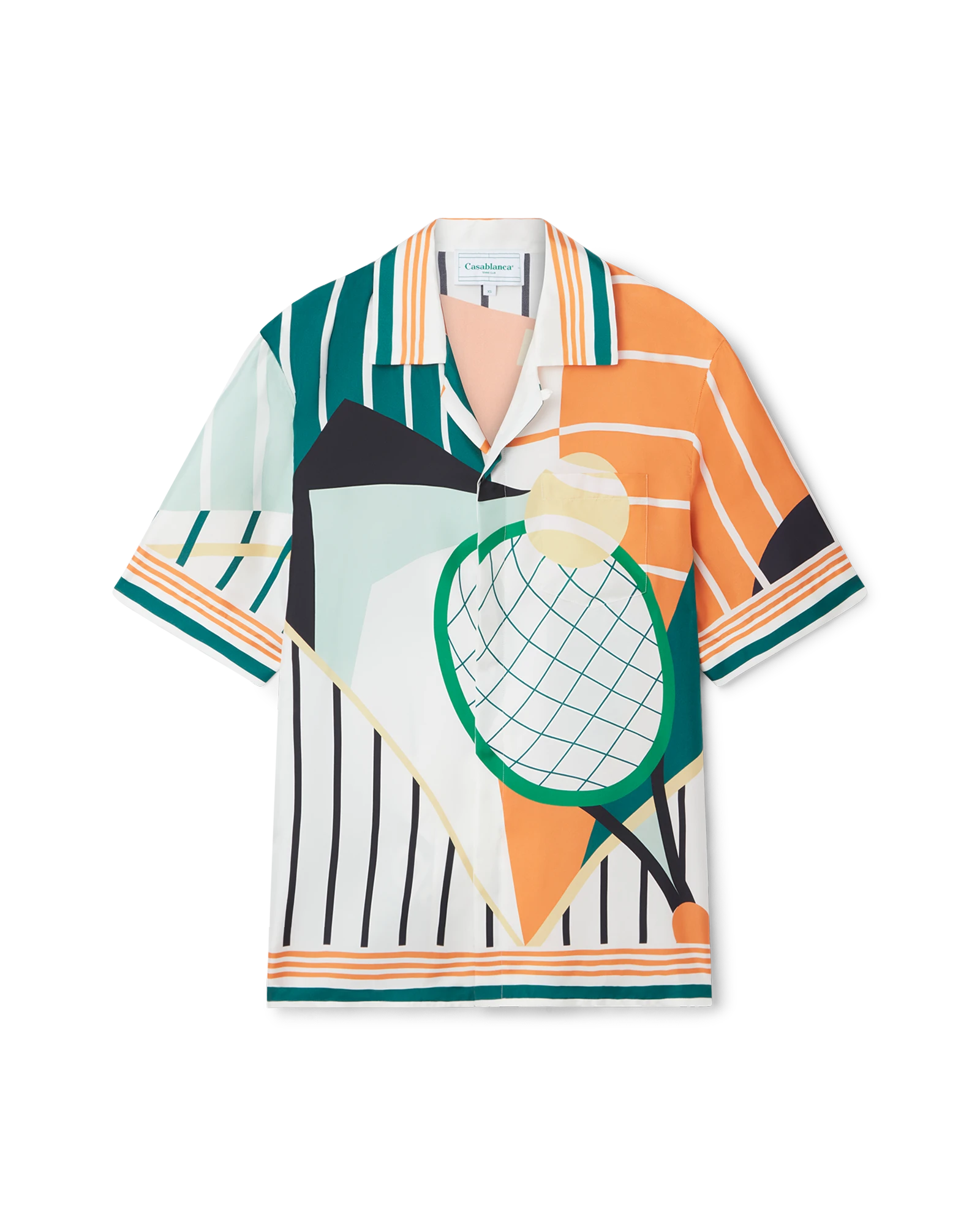 Court Abstrait Short Sleeve Silk Shirt