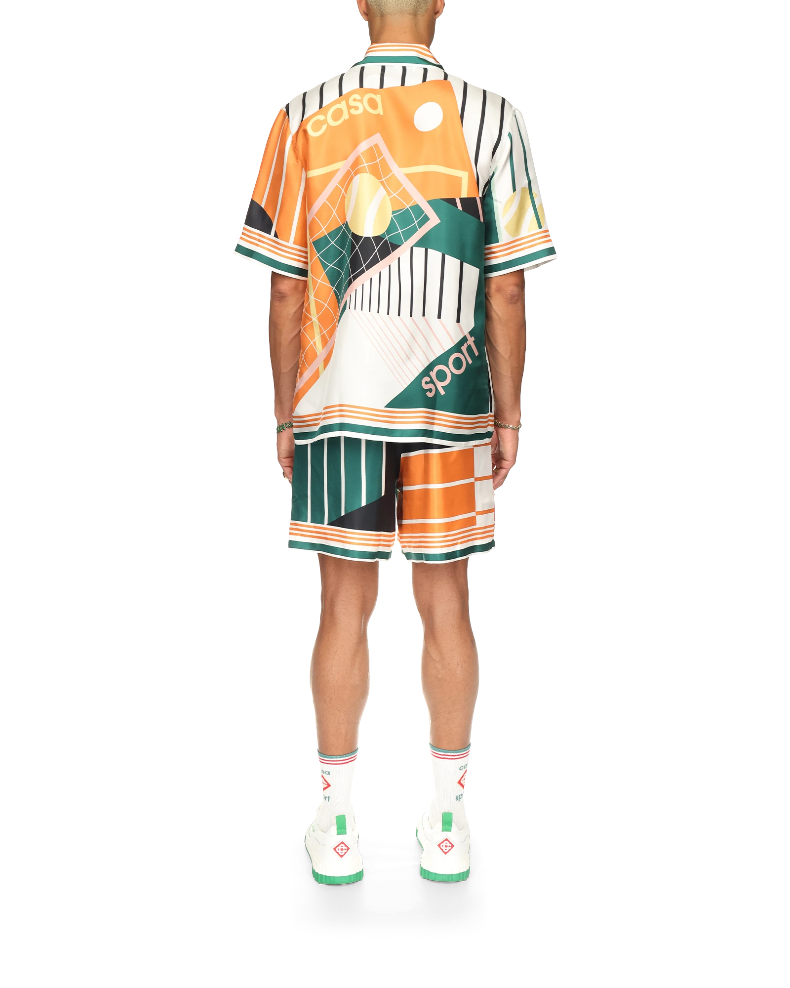 Court Abstrait Short Sleeve Silk Shirt - 图片 4