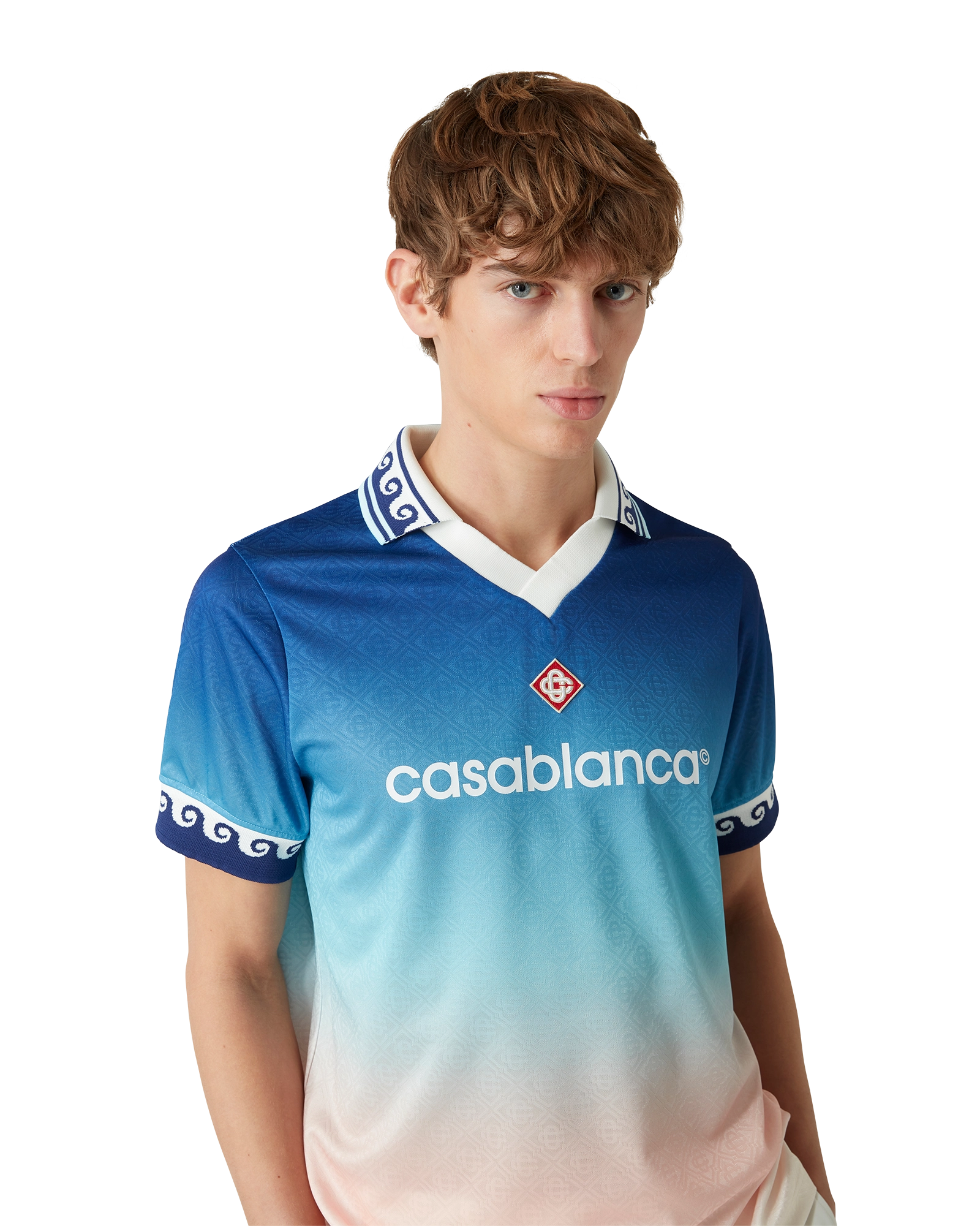 Jacquard Gradient Short Sleeve Football Shirt - 图片 5