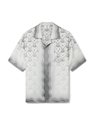 Gradient Heart Monogram Short Sleeve Silk Shirt