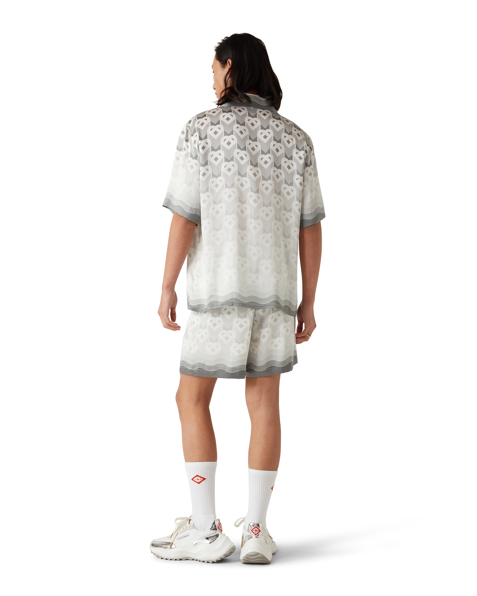 Gradient Heart Monogram Short Sleeve Silk Shirt - 图片 3