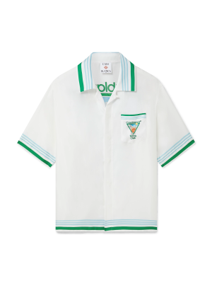 Metaphysical Tennis Icon Short-Sleeve Silk Shirt