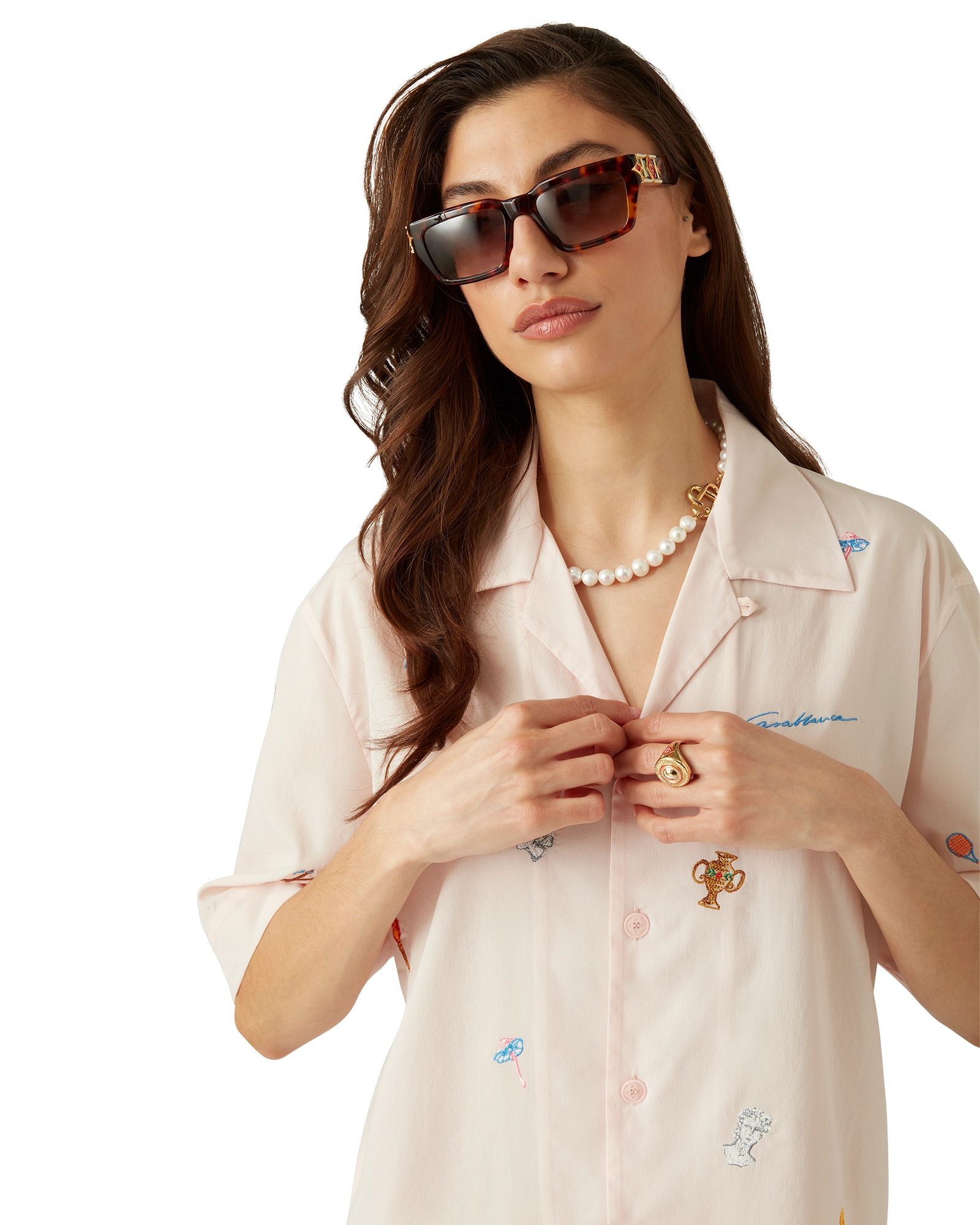 Embroidered Short Sleeve Motif Shirt - 图片 9