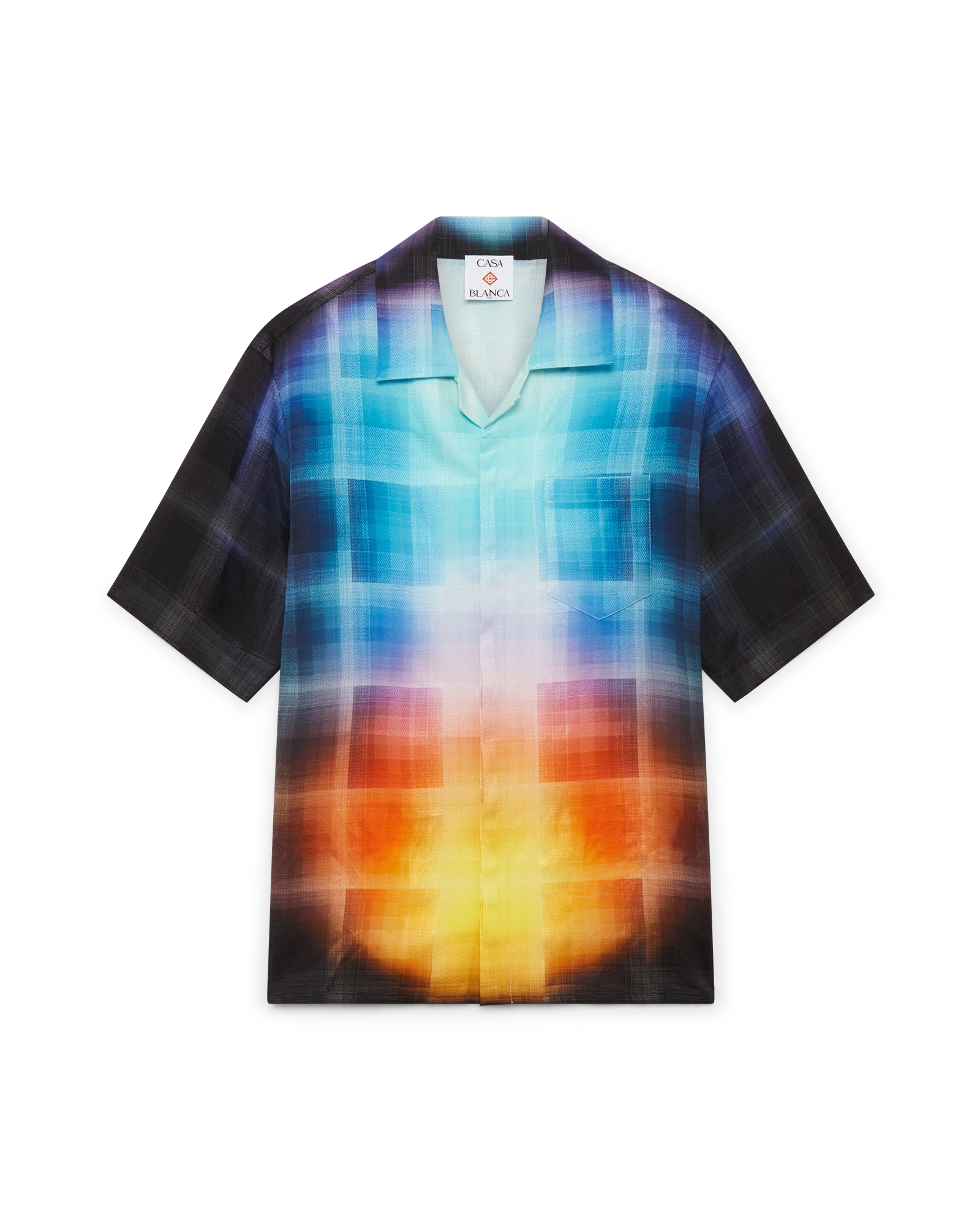 Gradient Check Viscose Blend Short Sleeve Shirt