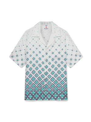 Gradient Monogram Short-Sleeve Silk Shirt