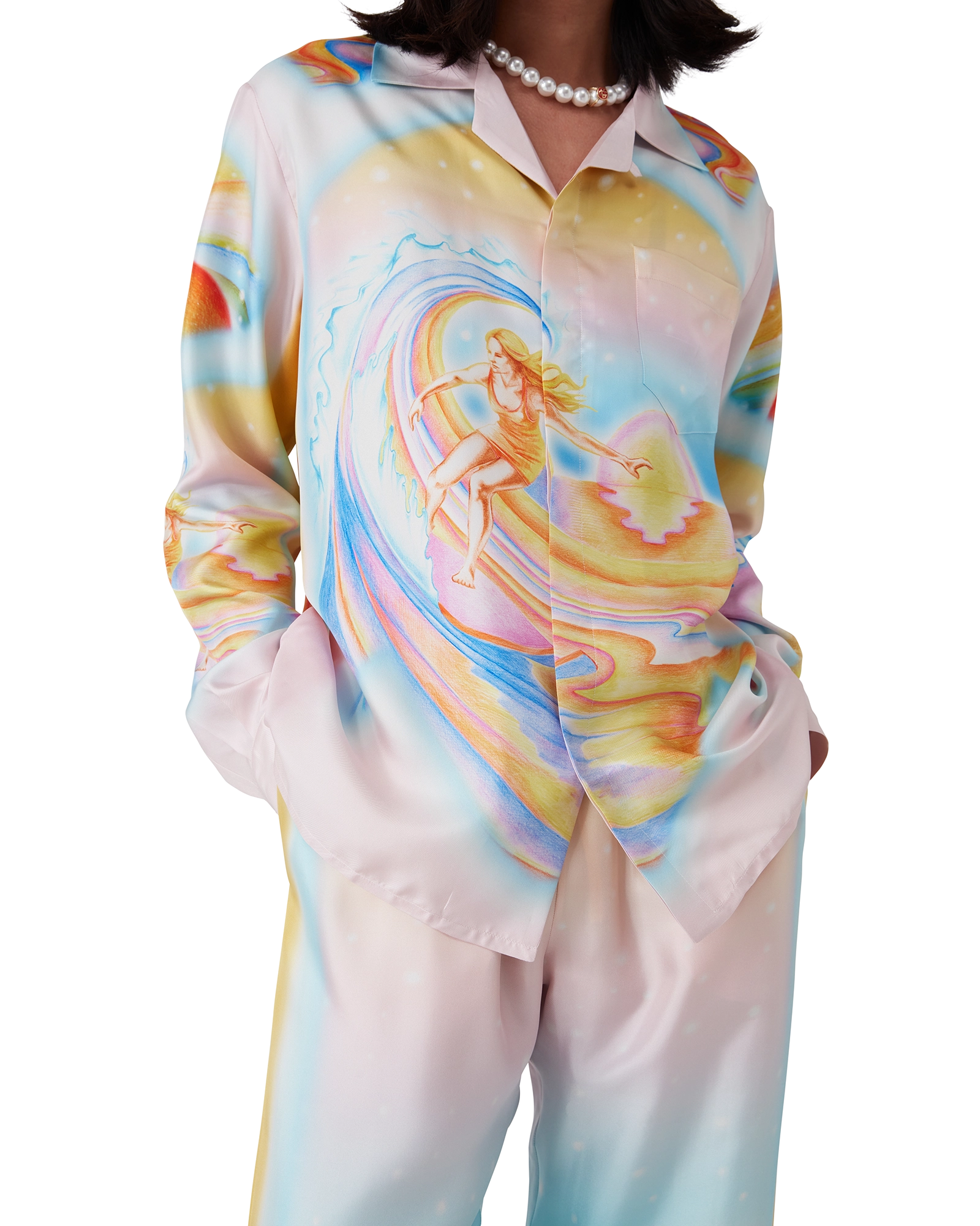 Psychedelic Nirvana Long Sleeve Silk Shirt - 图片 9